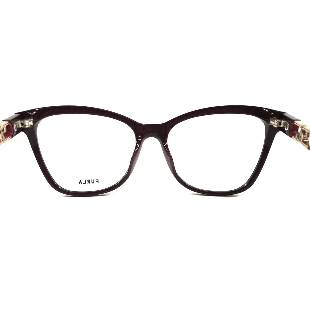 Furla Eyeglasses Frames VFU633 COL.0G96 Bordeaux Gold Cat Eye Full Rim 53-17-135